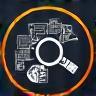 Icon representing discovery and diagnosis stage: stylized magnifying glass over data.