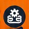 Icon representing implement and execute stage: stylized gears turning, symbolizing process execution.
