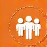Icon representing HR consulting: stylized figures symbolizing team collaboration and human resources.